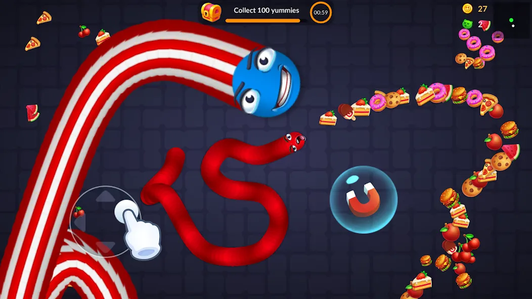 Snake vs Worms: Fun .io Zone  [МОД Бесконечные деньги] Screenshot 3