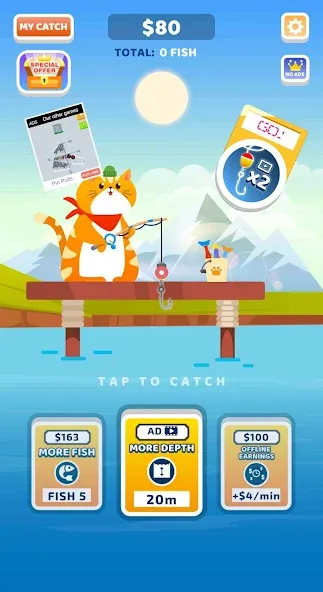 Idle Furry Fishing!  [МОД Много монет] Screenshot 1