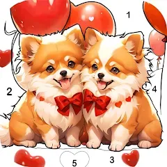 Взломанная Dog Coloring, Color by number  [МОД Menu] - последняя версия apk на Андроид