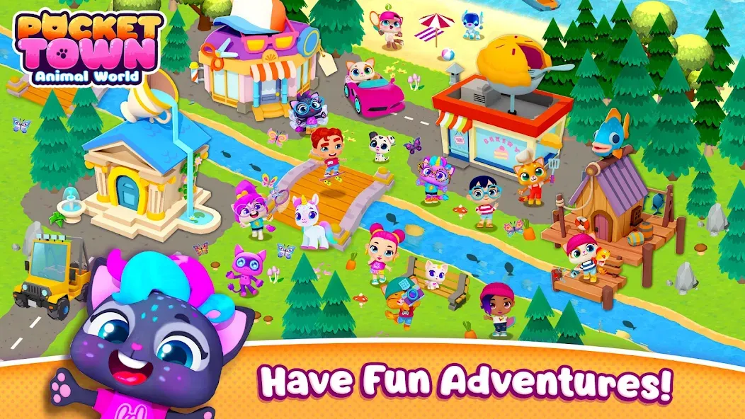 Pocket Town - Animal World  [МОД Много денег] Screenshot 1