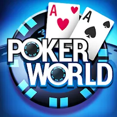 Скачать взломанную Poker World, Offline TX Holdem (Покер Ворлд)  [МОД Много денег] - стабильная версия apk на Андроид