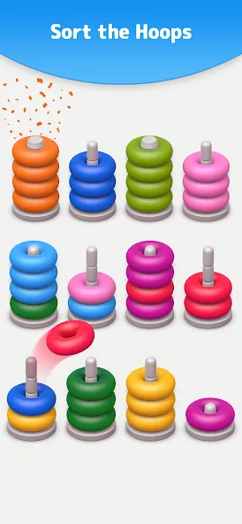 Color Sort 3D — Hoop Stack  [МОД Бесконечные монеты] Screenshot 4
